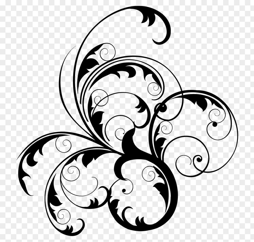 Floral Pattern Line Art Black And White Clip PNG