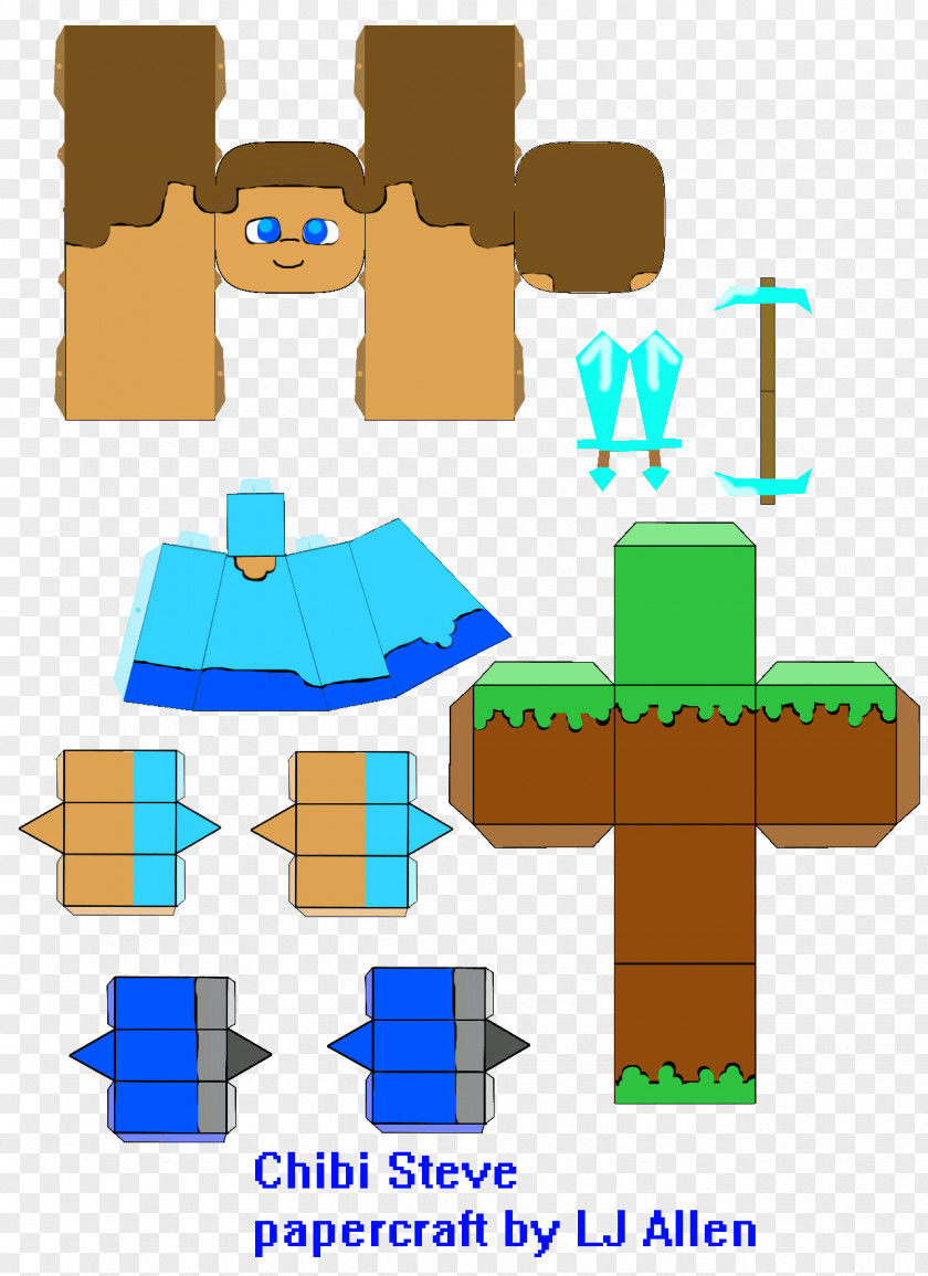 Minecraft Steve Paper Model Pin Herobrine PNG