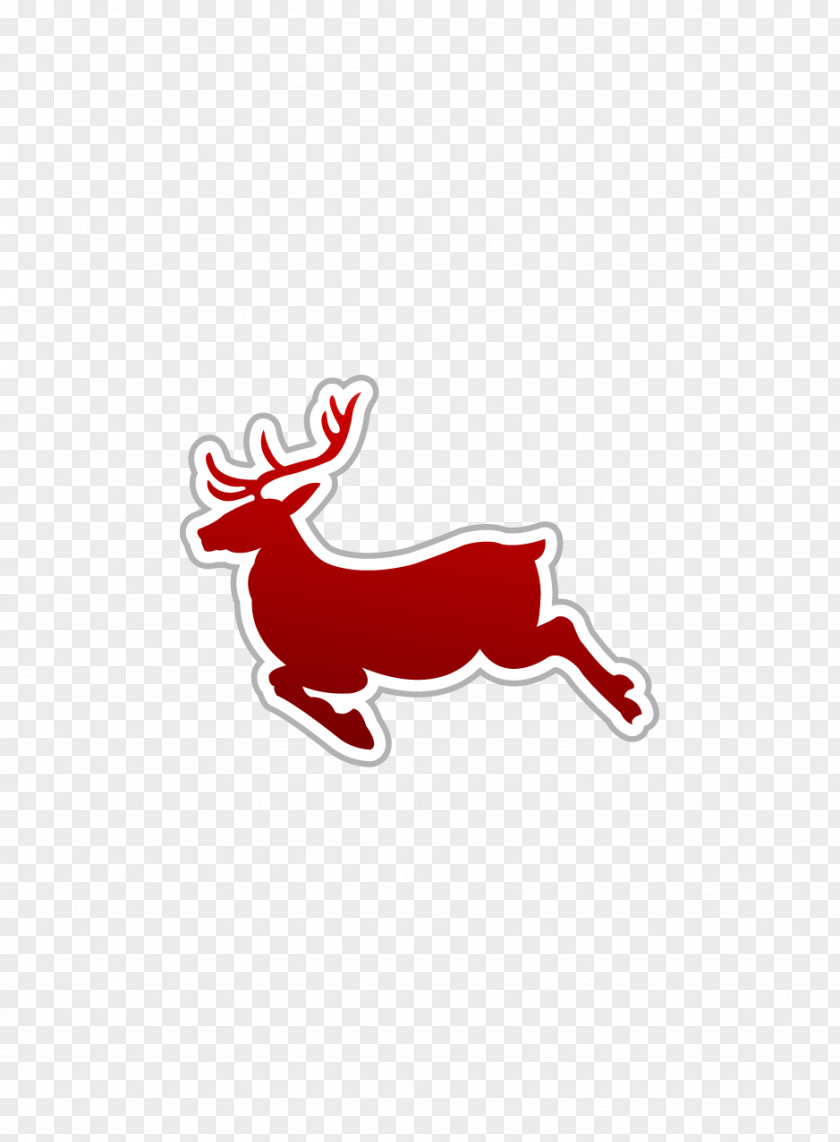 Red Reindeer Stickers Christmas PNG