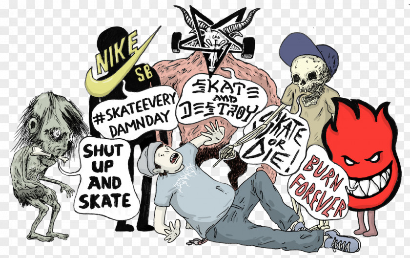 Skateboard Thrasher Presents Skate And Destroy Skateboarding Or Die! PNG
