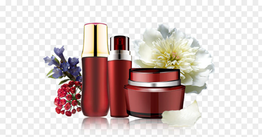 Floral Decorative Cosmetics Bottles Lotion Skin Care PNG