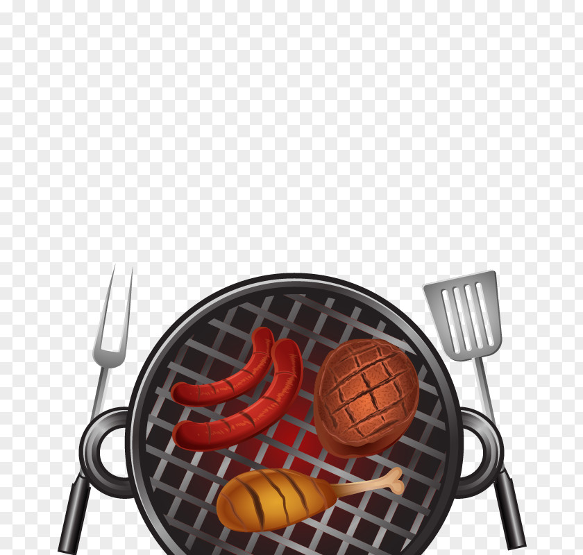 Vector Barbecue Sausage Steak Poster Grilling PNG