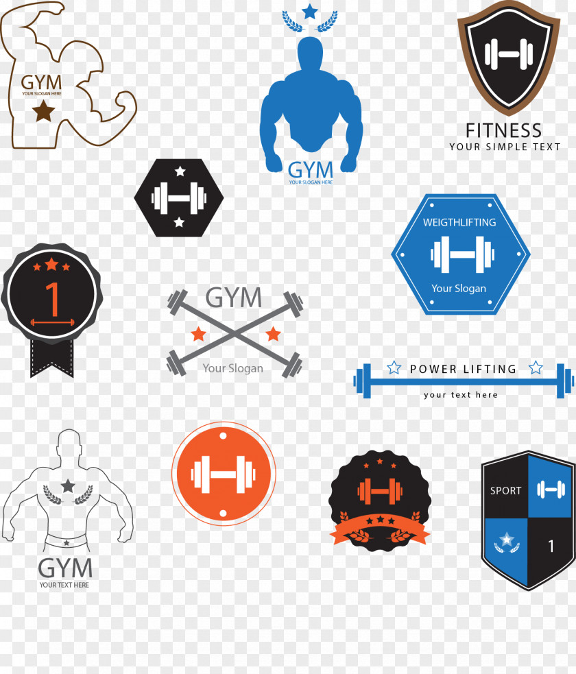 Vector Fitness Weightlifting Icon Logo Centre Physical PNG