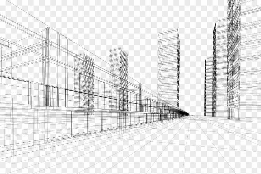 Creative City Building Perspective Lines Architecture Royalty-free Euclidean Vector PNG