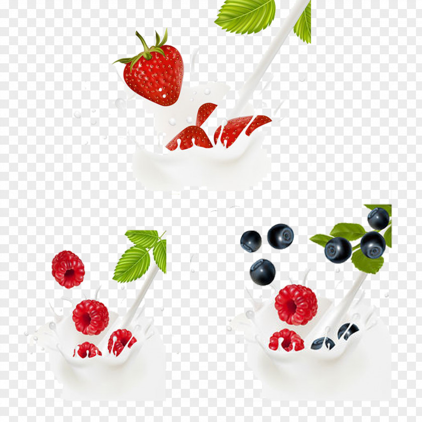 Various Fruit And Milk Coffee Yogurt Berry PNG
