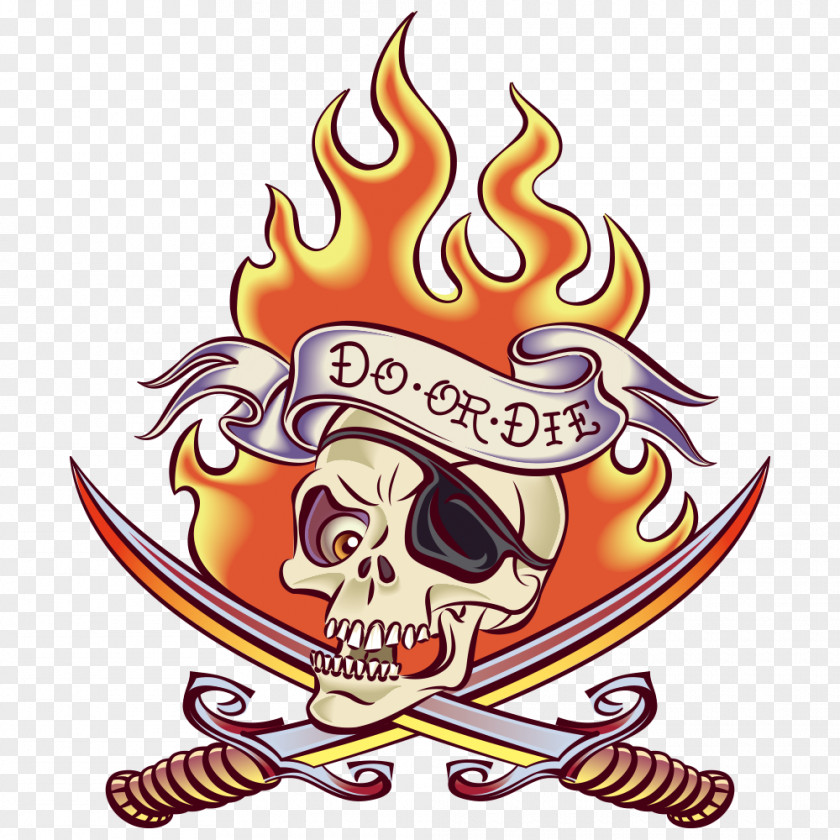 Vector Flame Skull Old School (tattoo) Illustration PNG