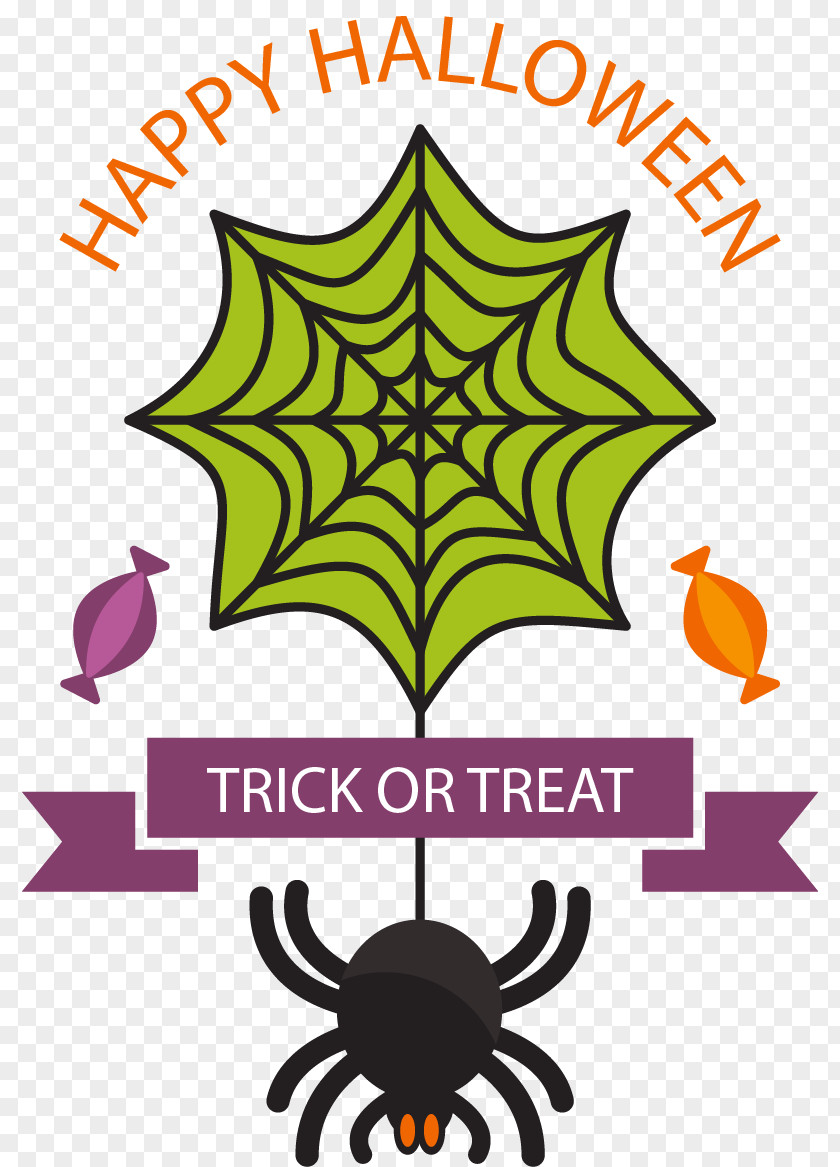 Creative Halloween Label Vector Material Logo Spider Graphic Design PNG