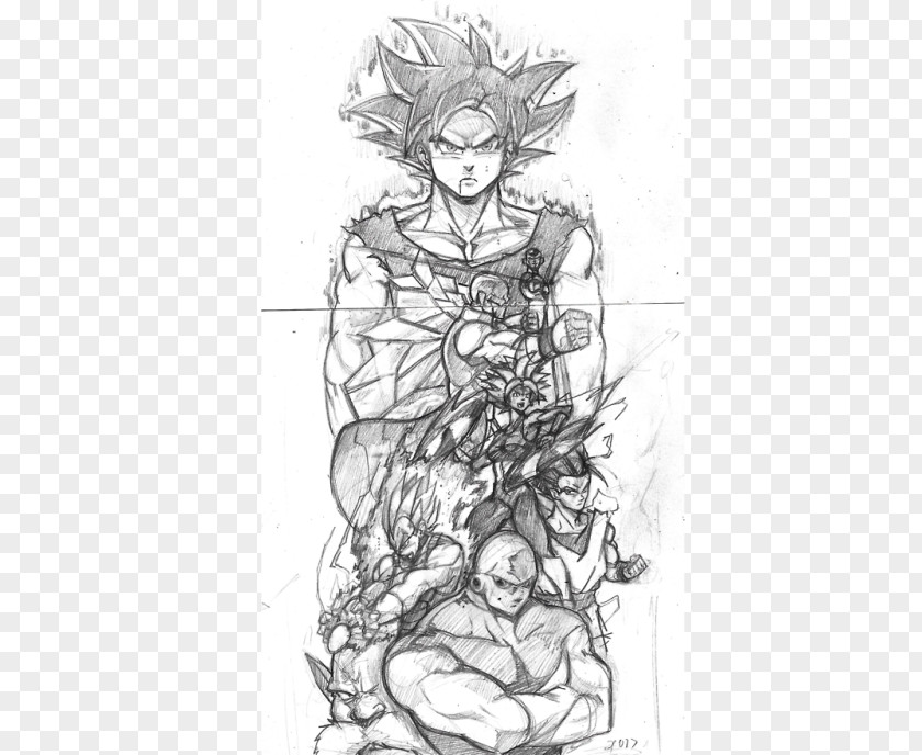 Goku Vegeta Android 17 Drawing Sketch PNG