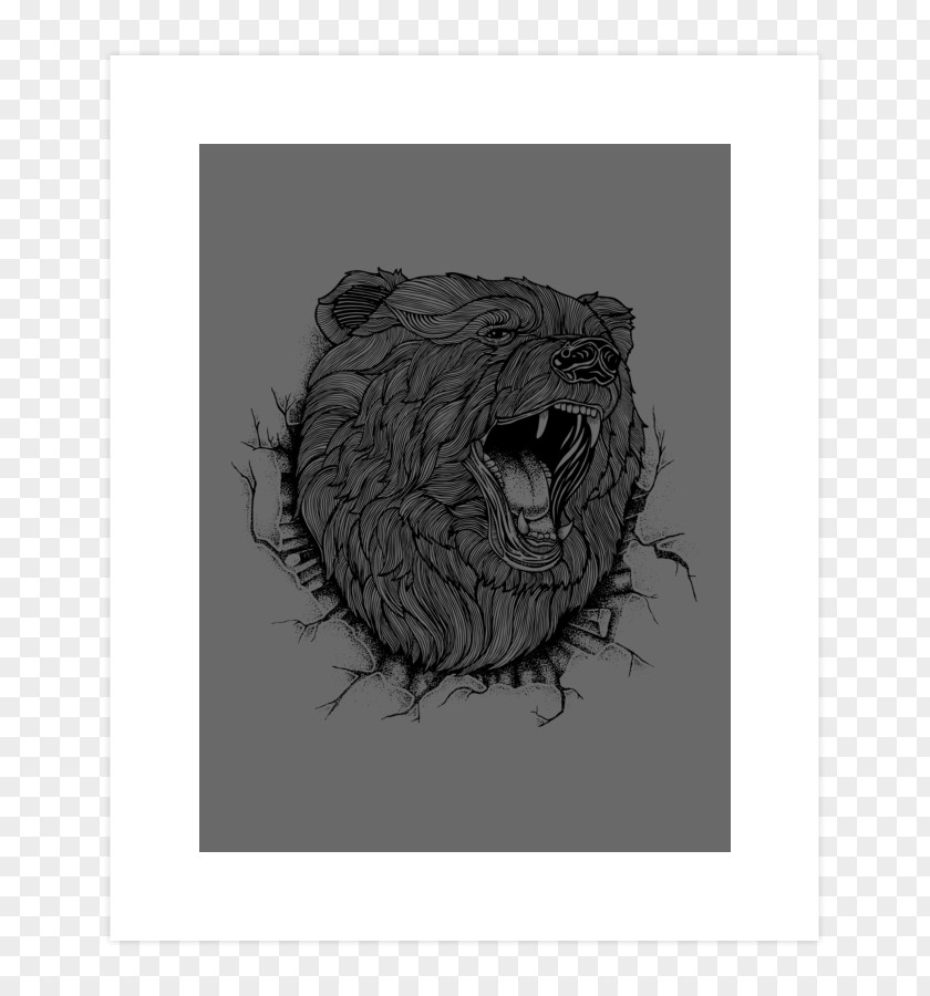 Bear Angry Drawing Stippling Art TeePublic PNG