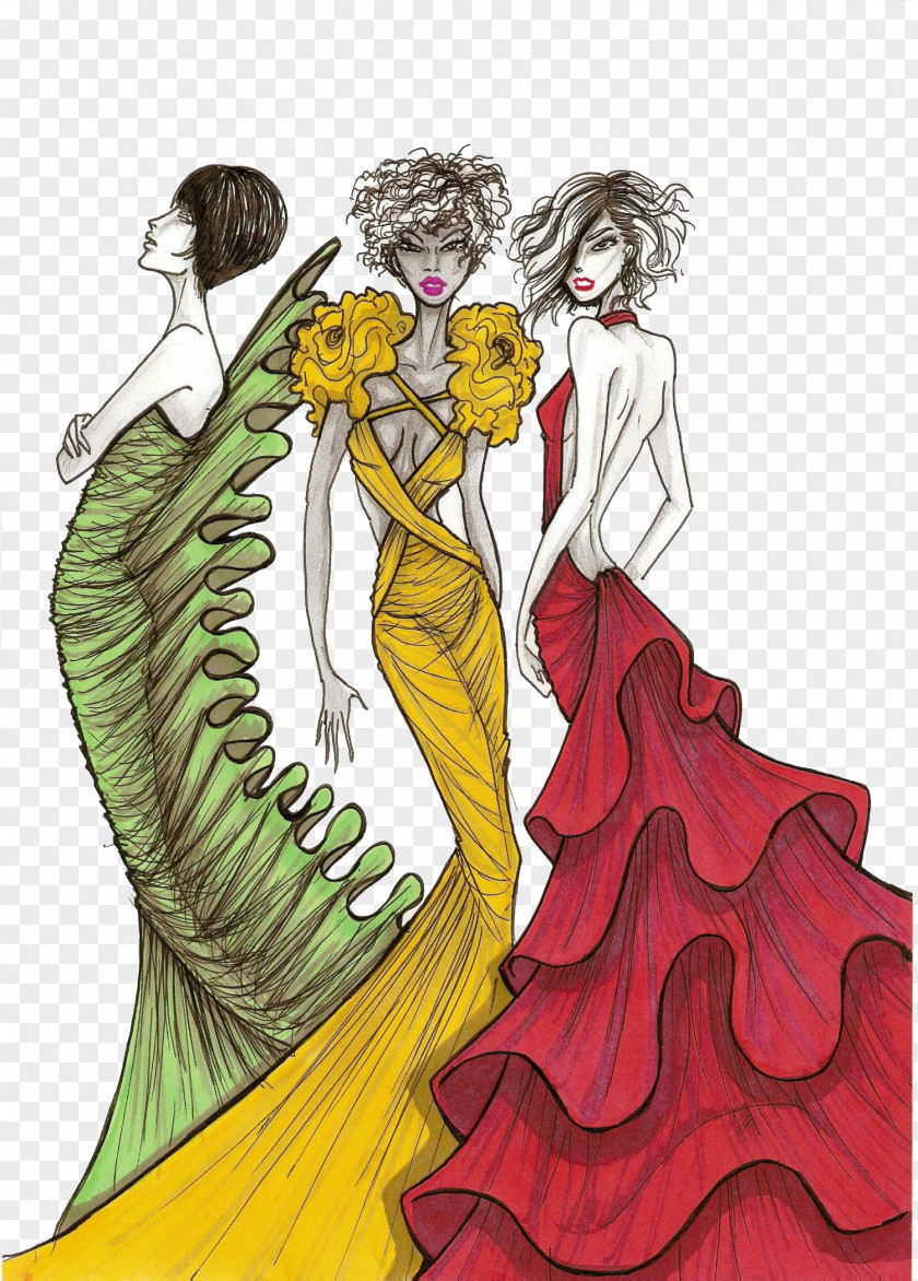 Dress Gown Drawing Illustration PNG Illustration, Sexy dress design illustration artwork clipart PNG