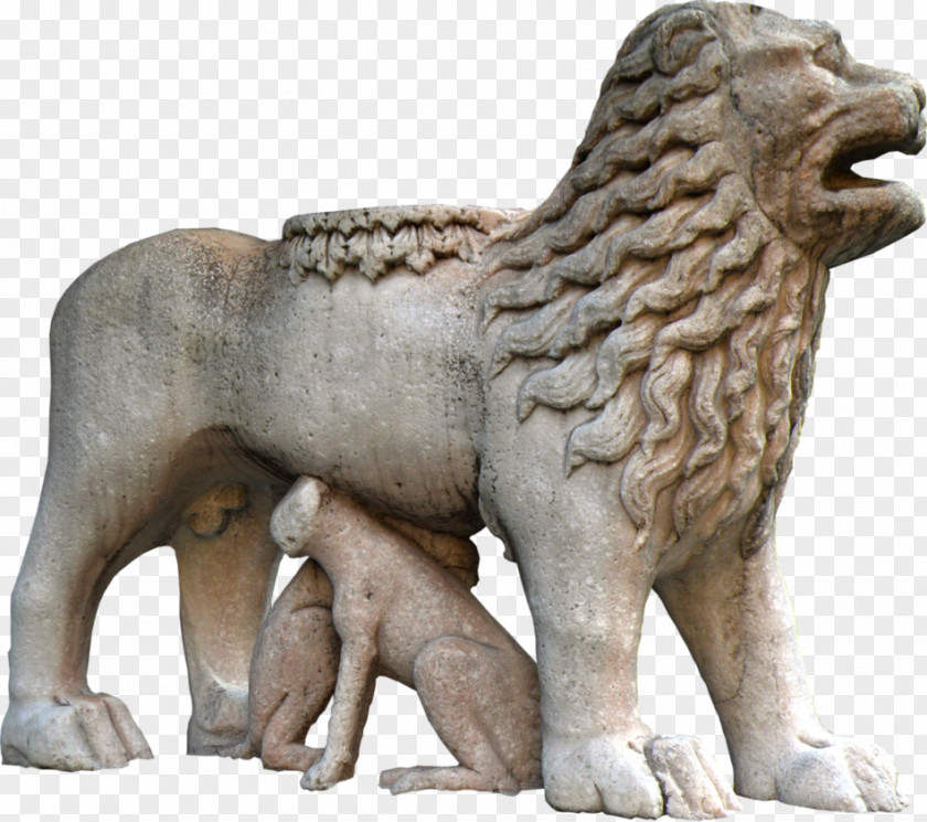 Lion Statue Boy Rescue From Halloween Land Sculpture PNG