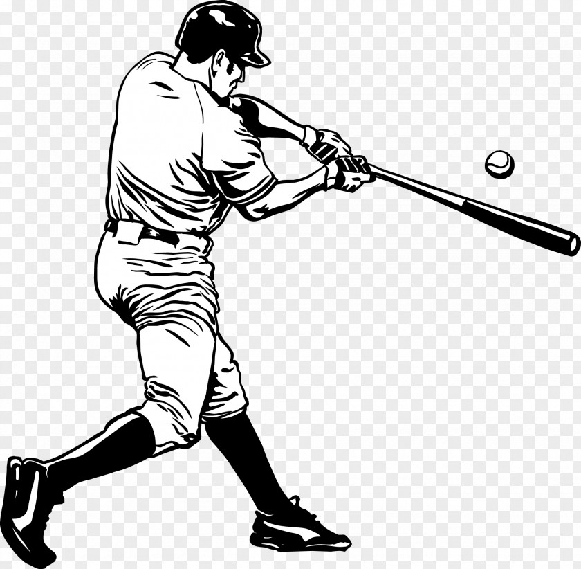 Vector Stick Figure Baseball Player MLB Batting PNG