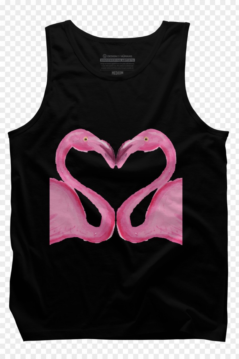 Flamingo Deductible Element Gilets T-shirt Sleeve Pink M Neck PNG