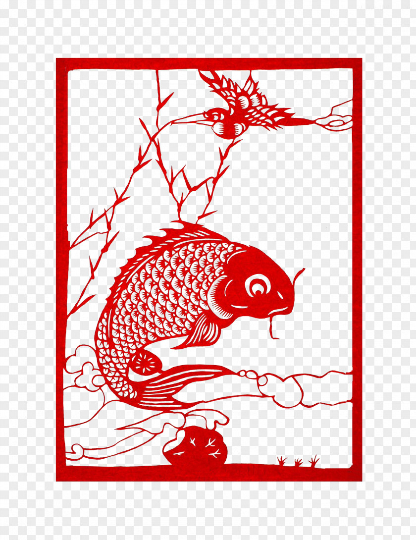 Koi Magpie Paper-cut Window Grilles Pull Material Free Papercutting Eurasian Clip Art PNG