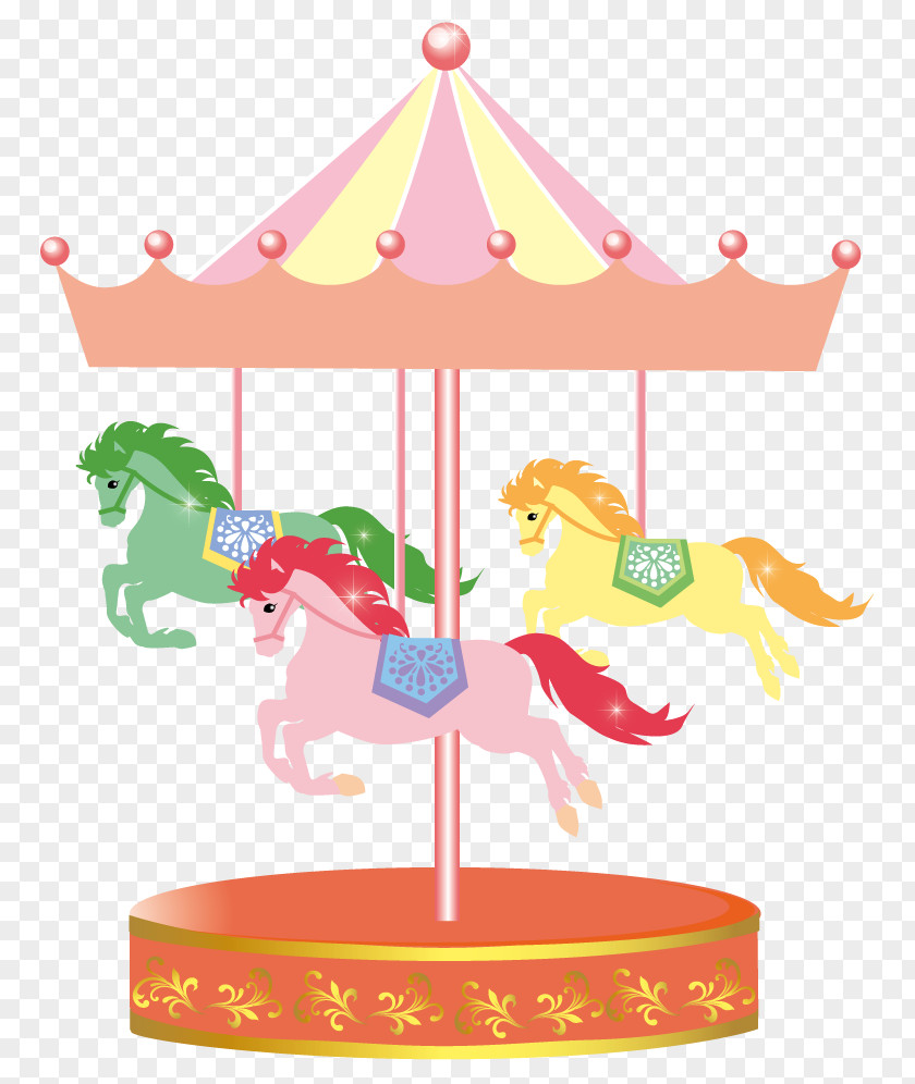 Merry-go-round New Year Card Clip Art PNG