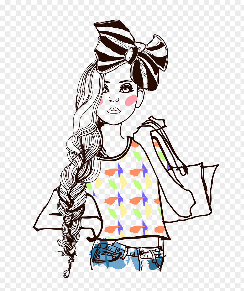 T-shirt Fashion Girl Illustration PNG Illustration, Cartoon clipart PNG