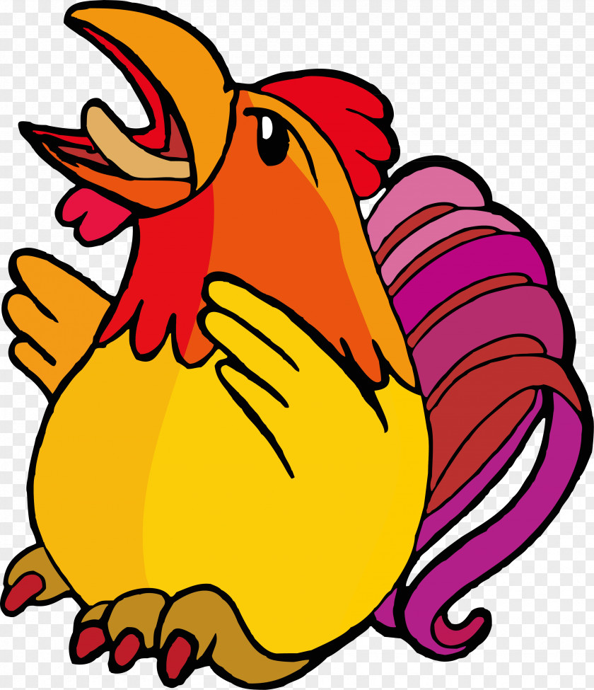 Vector Yellow Rooster Crow Chicken Chinese Zodiac Illustration PNG