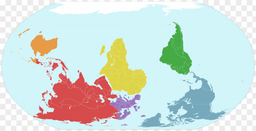 Globe World Map South-up Orientation PNG