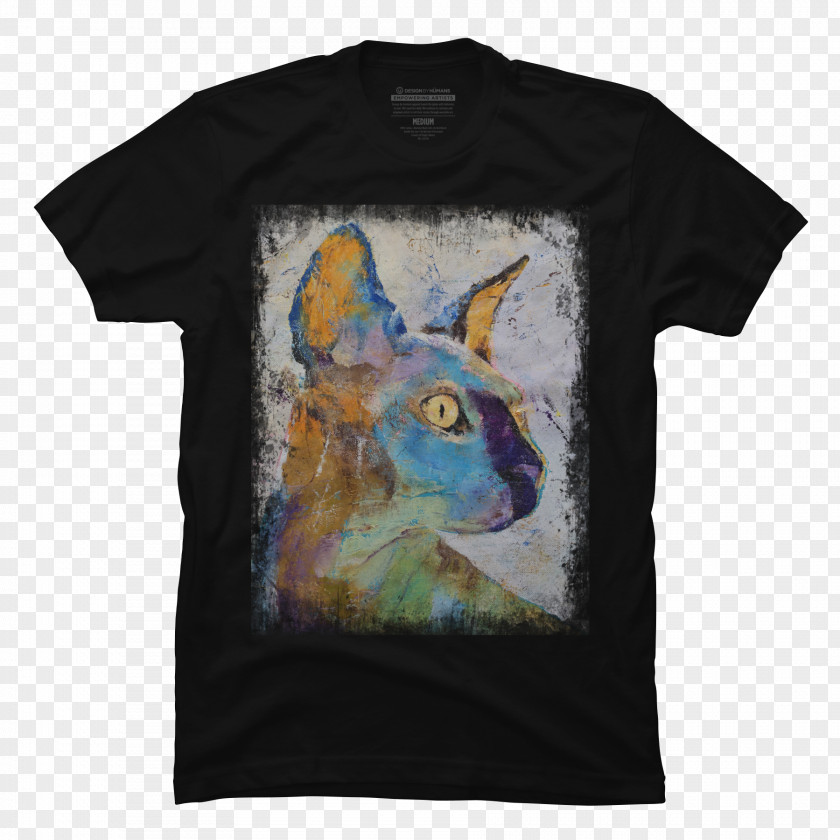Cat Lover T Shirt Printed T-shirt Sphynx Painting Art PNG