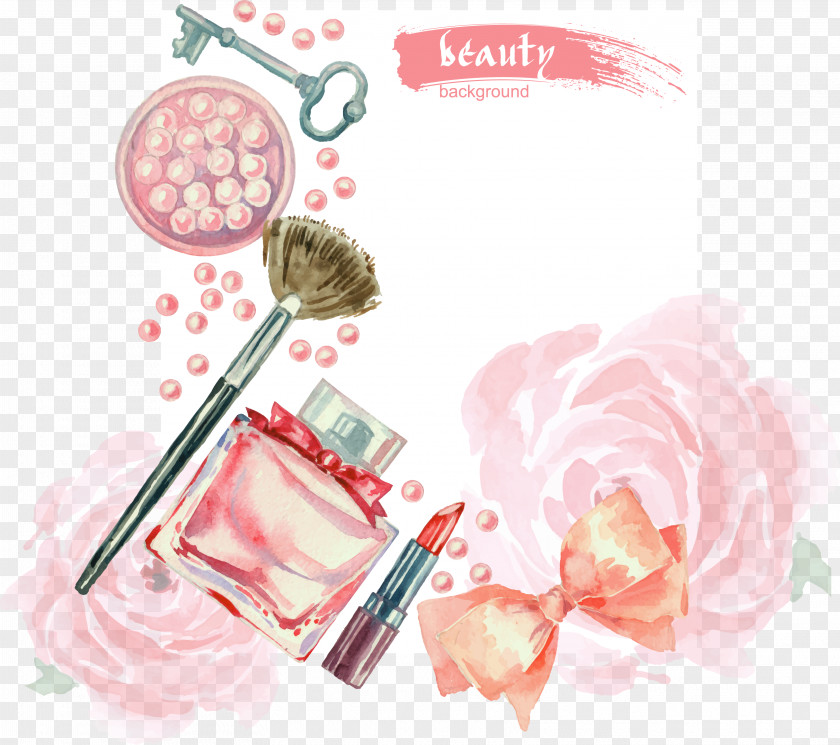 Vector Hand-painted Watercolor Cosmetics PNG