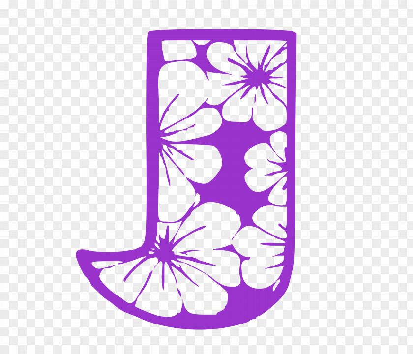 Purple Letter J Flowers. PNG