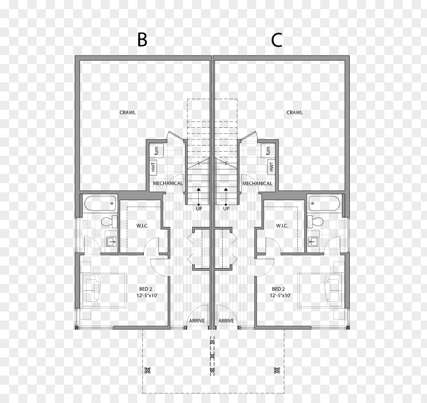 Western Town Floor Plan Technical Drawing PNG