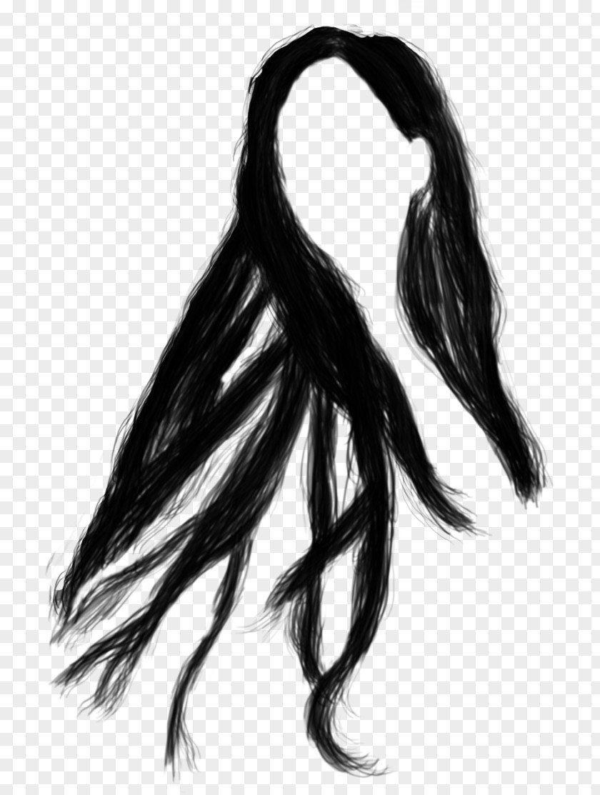 Long Hair Coloring Drawing Human Color Black PNG