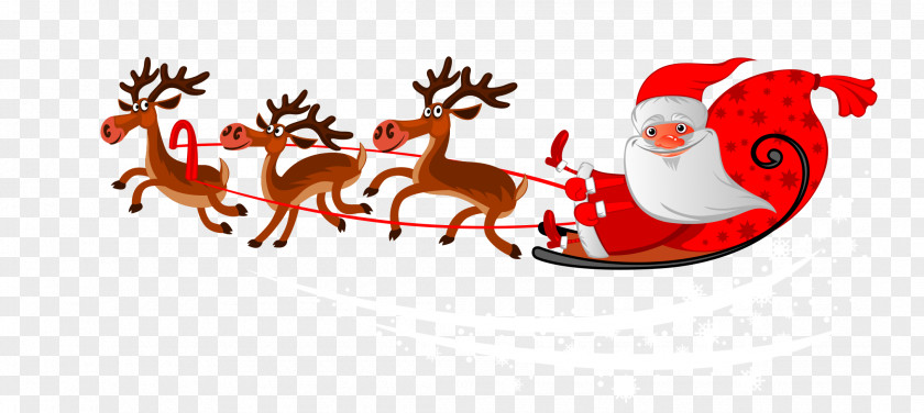 Santa's Sleigh Santa Clauss Reindeer Mrs. Claus Rudolph Christmas PNG
