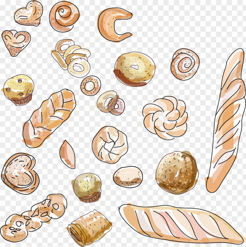 Hand-painted All Kinds Of Bread Cartoon Cake PNG