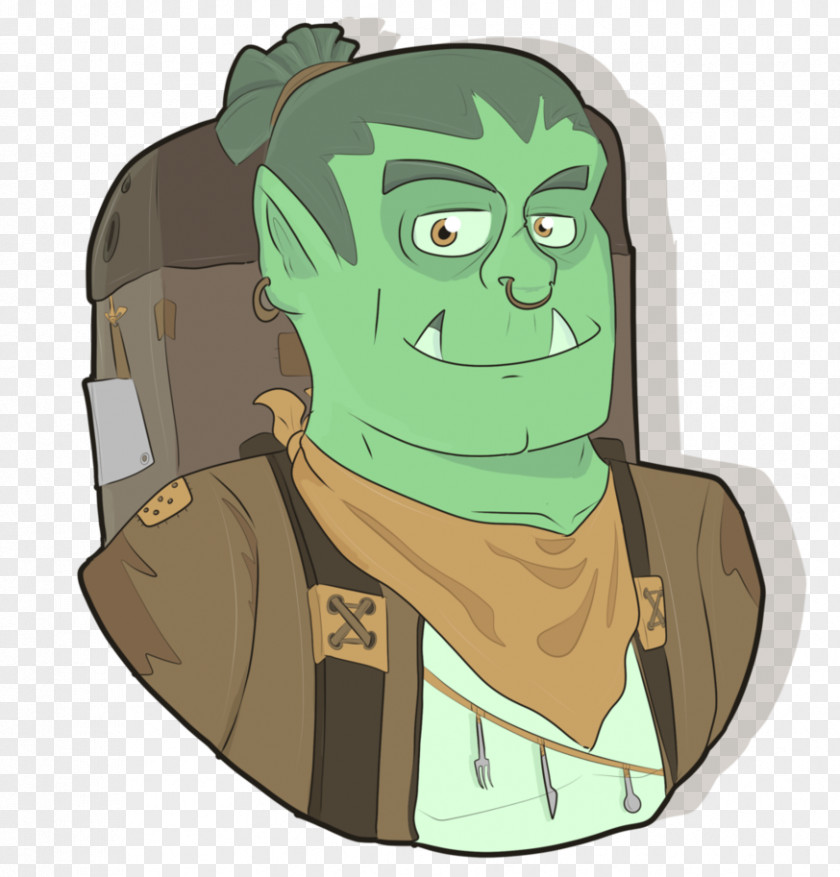 Half Orc Pathfinder Animated Cartoon Green Character PNG