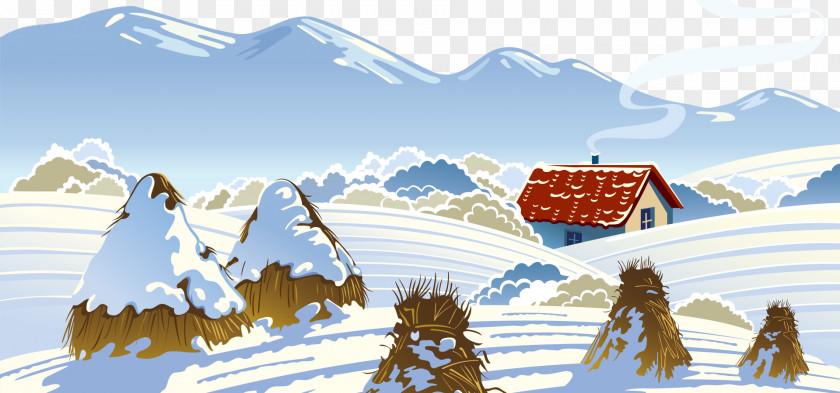 Hand-drawn Illustration Snow Cottage PNG