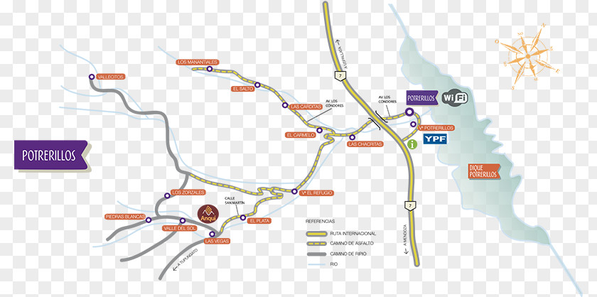 Mapa De Argentina Mendoza Las Vegas Potrerillos Dam Cabañas Anqui Como En Su Casa Valle Del Sol PNG