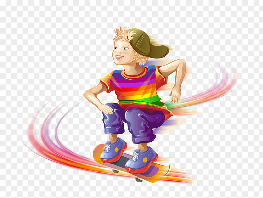 Skateboard Boy Child Cartoon Comics Illustration PNG