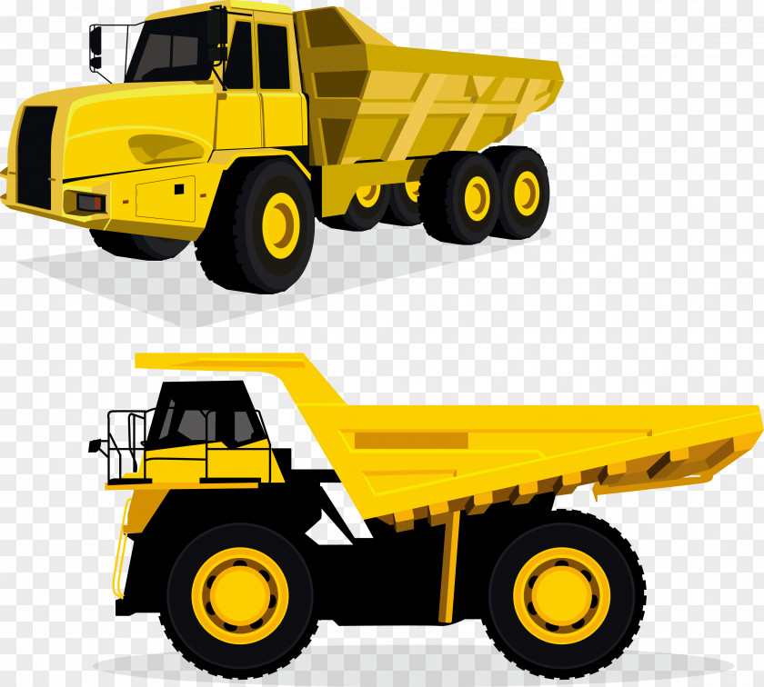 Vector Yellow Dump Truck Car Euclidean PNG