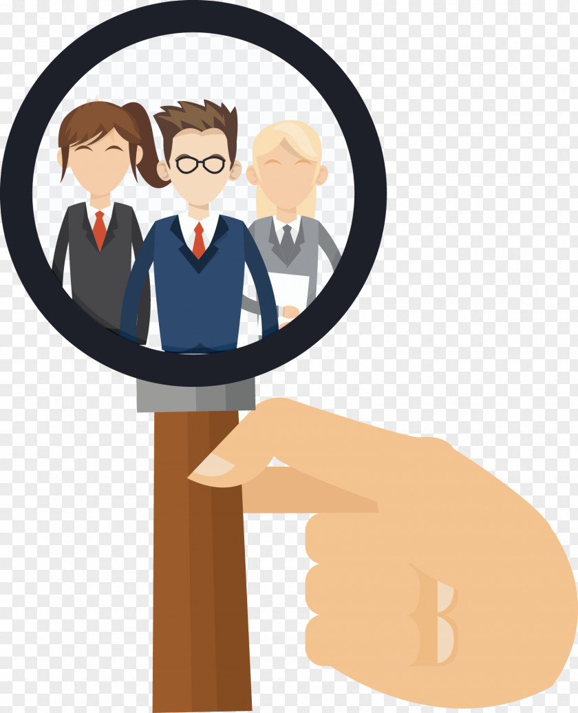 A Boss With Magnifying Glass Euclidean Vector Illustration PNG