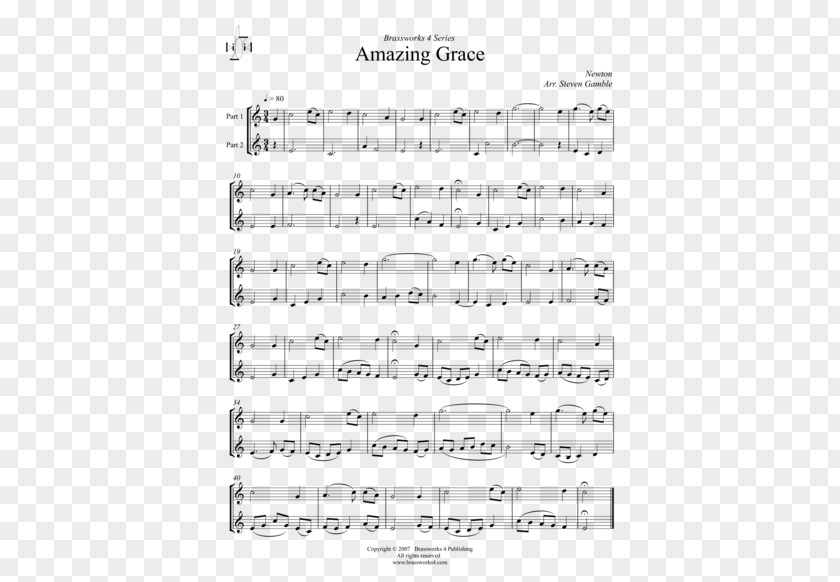 Amazing Grace Musical Note Trumpet Song Part PNG