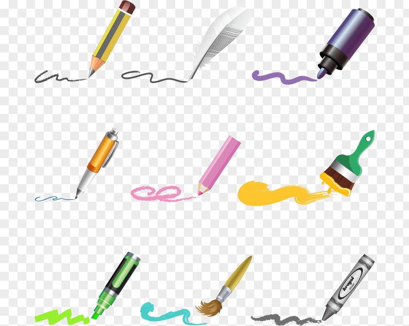 All Kinds Of Handwriting, Pencils, Pens, Colored Pencil Drawing PNG