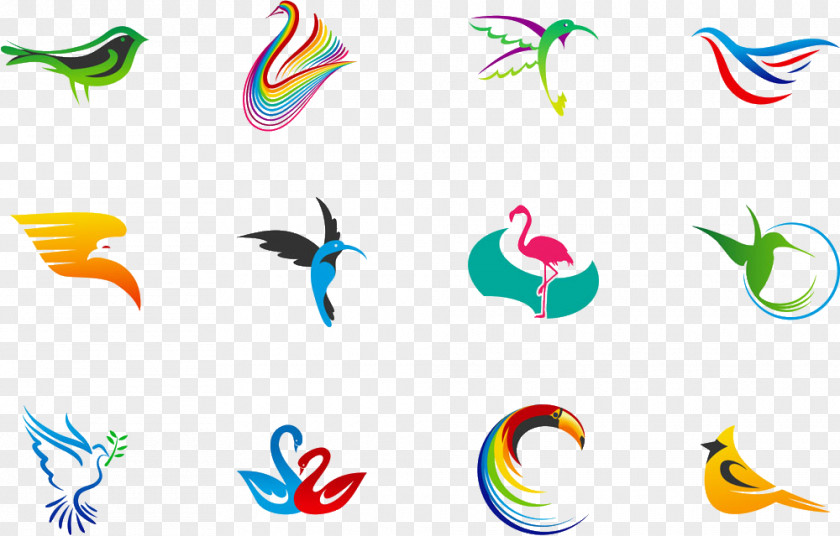 Color Art Bird Swan Cygnini Logo PNG