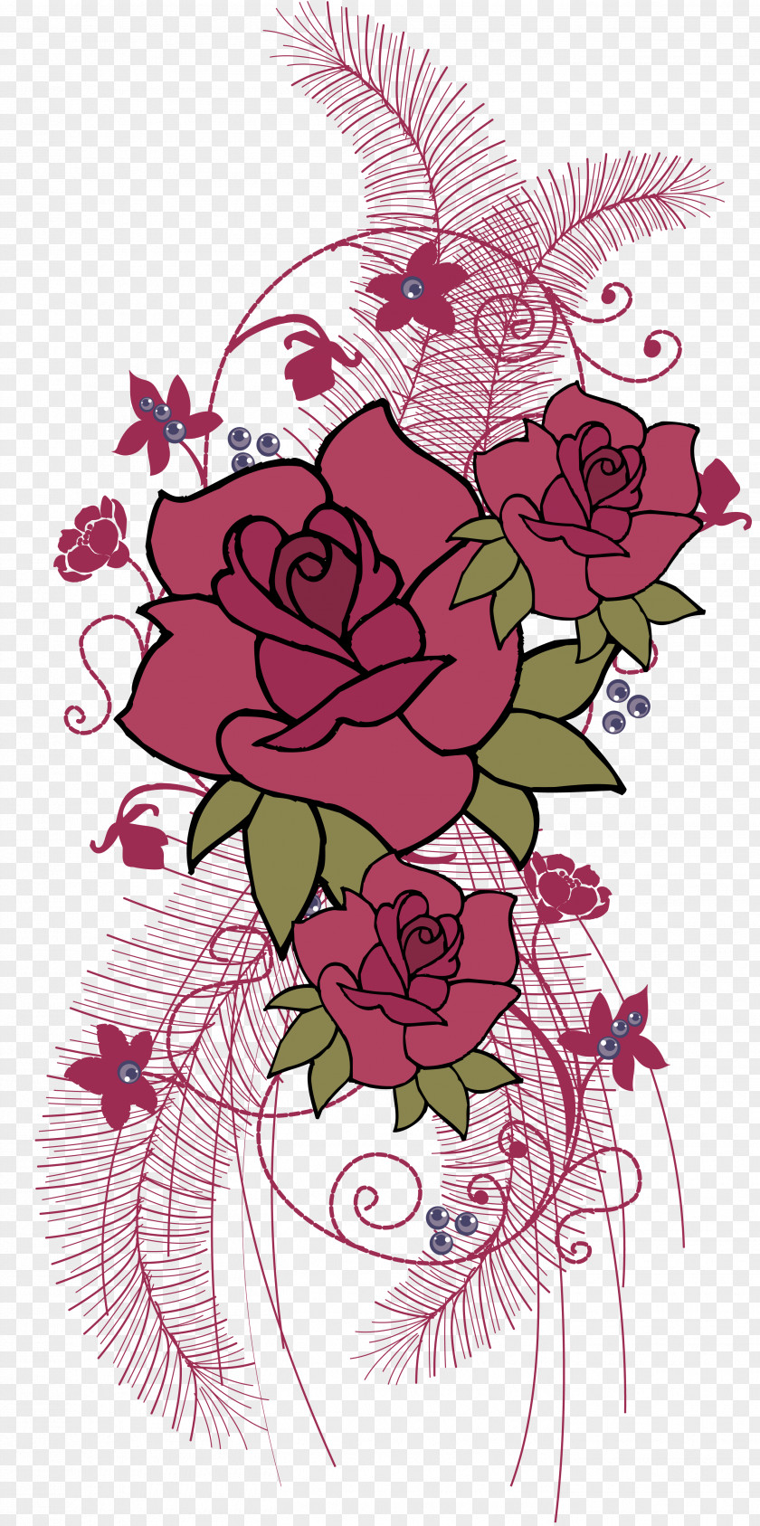 Hand-painted Flowers Tattoo Rose Flower PNG