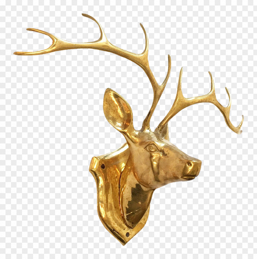 Reindeer Elk Antler Brass PNG