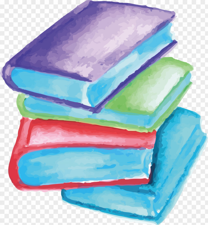 Watercolor Book Stack Cover Painting PNG