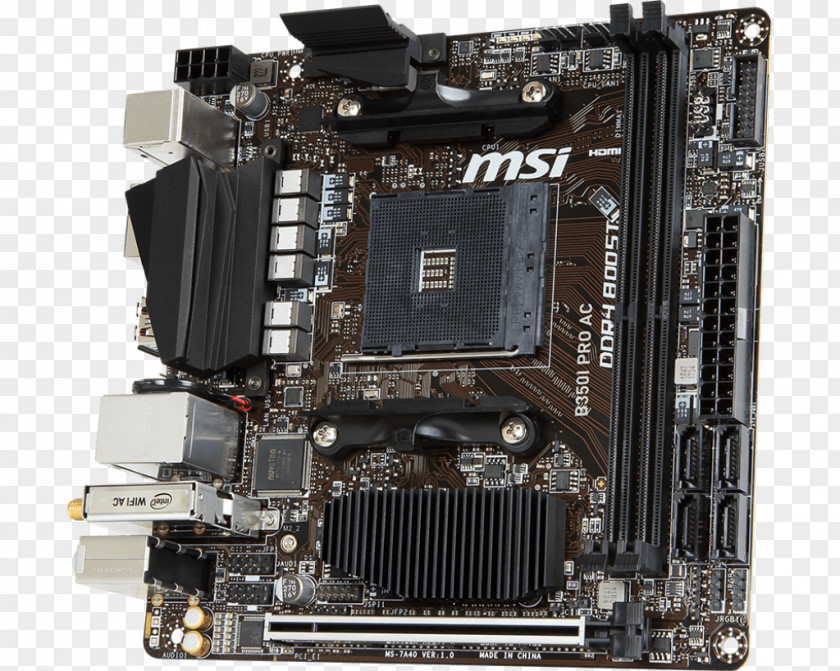 Intel Socket AM4 MSI B350I PRO AC Motherboard Mini-ITX PNG