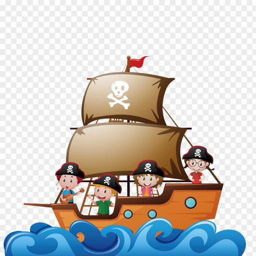 Vector Pirate Ship Piracy Child Illustration PNG