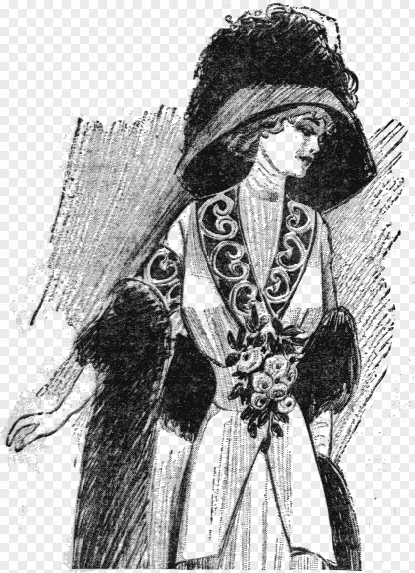 Dress Woman With A Hat Drawing PNG