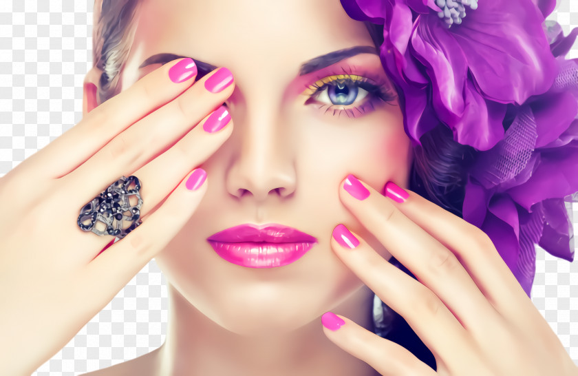 Nail Polish Finger Face Skin Beauty Purple PNG