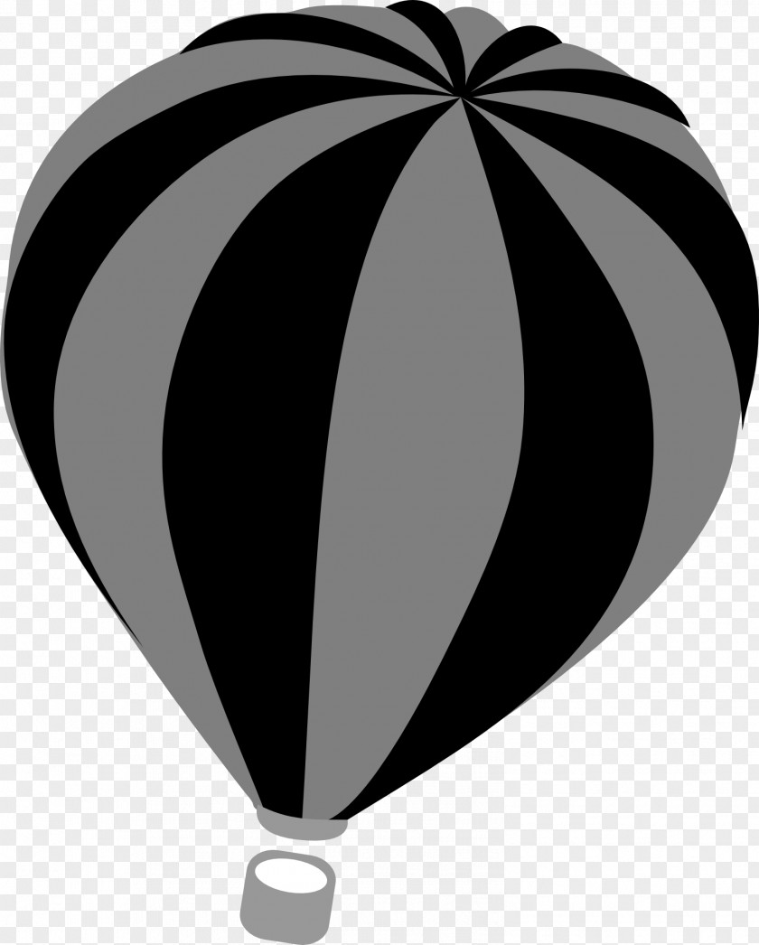 Hot Air Balloon Black And White Grey Clip Art PNG
