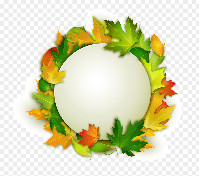 Autumn Maple Leaf Circle Watercolor Painting PNG