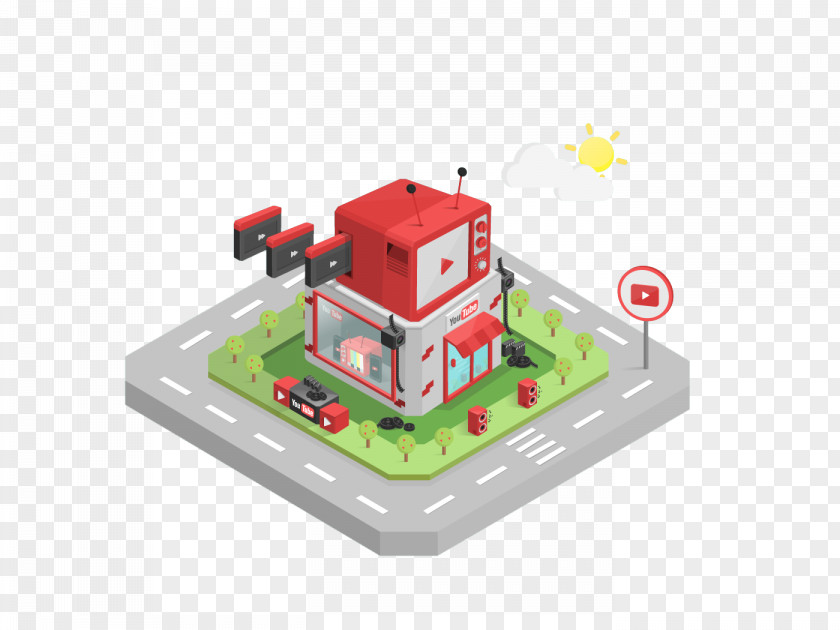 Youtube-dimensional Plane Illustration YouTube Cartoon Isometric Projection PNG