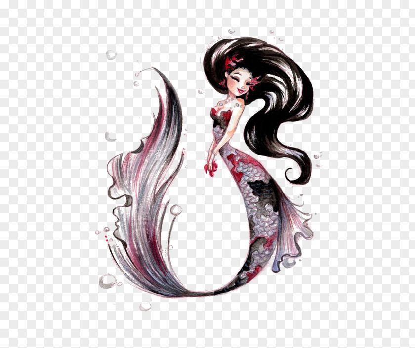Fantasy Mermaid Koi Sleeve Tattoo PNG