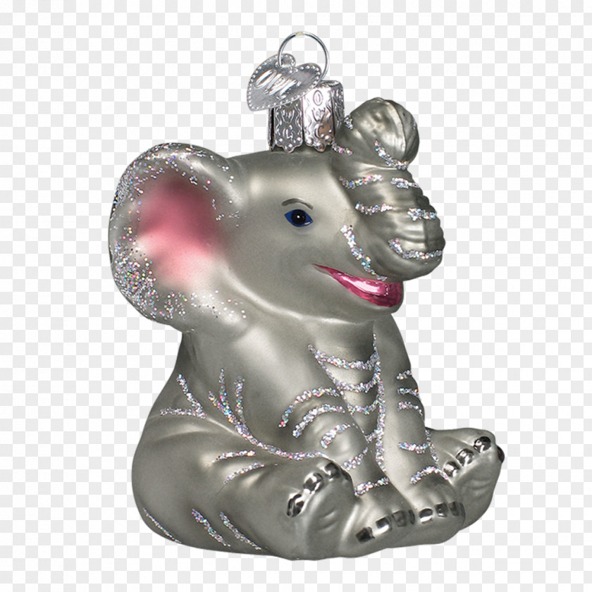 Hand-painted Baby Elephant Santa Claus Christmas Ornament Decoration Glassblowing PNG